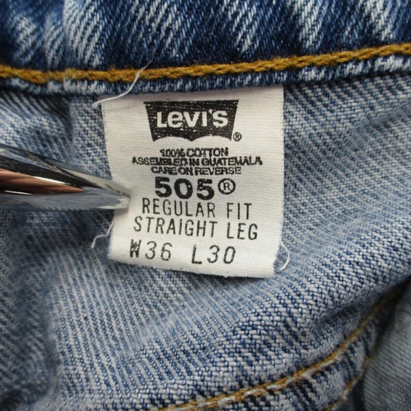 Vintage Levi's 505 Jeans Men's 36x30 Regular Fit Straight Leg Light Wash 90s - Picture 5 of 13